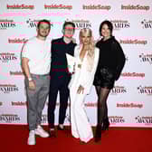 EastEnders’ Max Bowden, Jamie Borthwick, Danielle Harold with the Best Soap award, along with Emma Barton at the Inside Soap Awards 2023. (Photo by Gareth Cattermole/Getty Images)