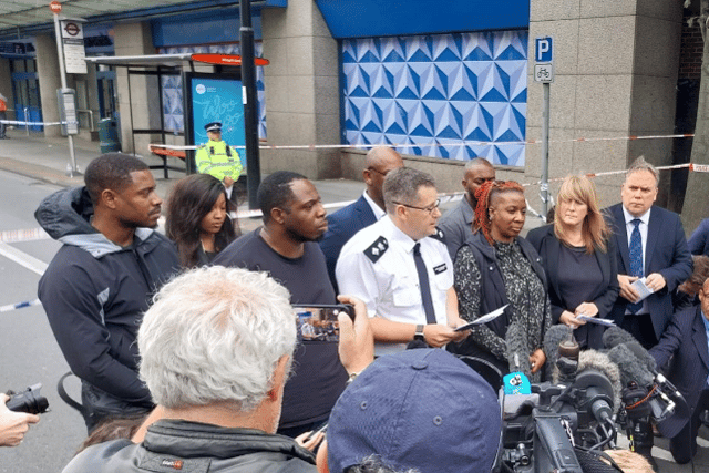 Ch Supt Andy Brittain and others speaking to the press in Croydon. 
