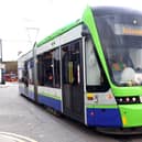 A TfL tram in Croydon. (Photo by David Cook)
