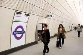 Passengers at the Elizabeth Line station at Bond Street. (Photo by Isabel Infantes/Getty Images)