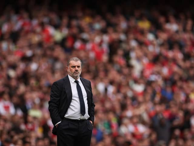 Ange Postecoglou, Manager of Tottenham Hotspur, reacts during the Premier League match  (Photo by Ryan Pierse/Getty Images)