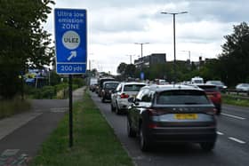 The data shows that in 2022, 167,663 ULEZ fines were issued to vehicles registered outside of the UK. Credit: Justin Tallis/AFP via Getty Images.