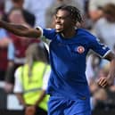  Carney Chukwuemeka celebrates after scoring a goal during the English Premier League football match   (Photo by JUSTIN TALLIS/AFP via Getty Images)