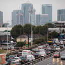 Traffic queuing to use the Blackwall Tunnel in east London. Credit: Jack Taylor/Getty Images.