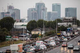 Traffic queuing to use the Blackwall Tunnel in east London. Credit: Jack Taylor/Getty Images.