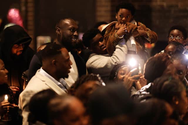 Stormzy joins family and friends at a vigil for Elianne Andam