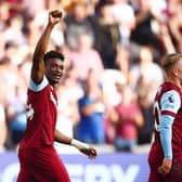  Mohammed Kudus of West Ham United celebrates after scoring their sides second goal during the Premier League match (Photo by Ben Hoskins/Getty Images)