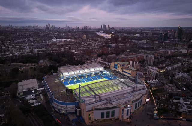 An aerial view of Chelsea's Stamford Bridge in west London. (Photo by Ryan Pierse/Getty Images)