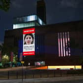 Pictures of Israeli children held hostage by Hamas have been projected onto Wembley Stadium