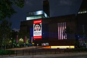 Pictures of Israeli children held hostage by Hamas have been projected onto Wembley Stadium