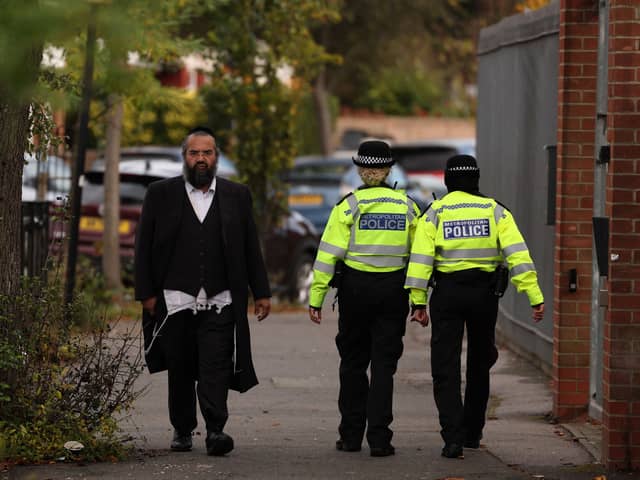 The Met Police has increased its patrols across London following the outbreak of war in the Middle East. Credit: Daniel Leal/AFP via Getty Images.