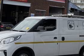 The TfL mobile ULEZ camera van slapped with a ticket in Norbiton. (Photo by James Giles)