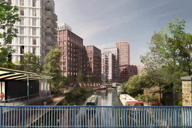 A new canalside neighbourhood is proposed for Ladbroke Grove. (Photo by Ballymore and Sainsbury’s)