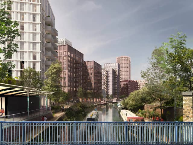 A new canalside neighbourhood is proposed for Ladbroke Grove. (Photo by Ballymore and Sainsbury’s)