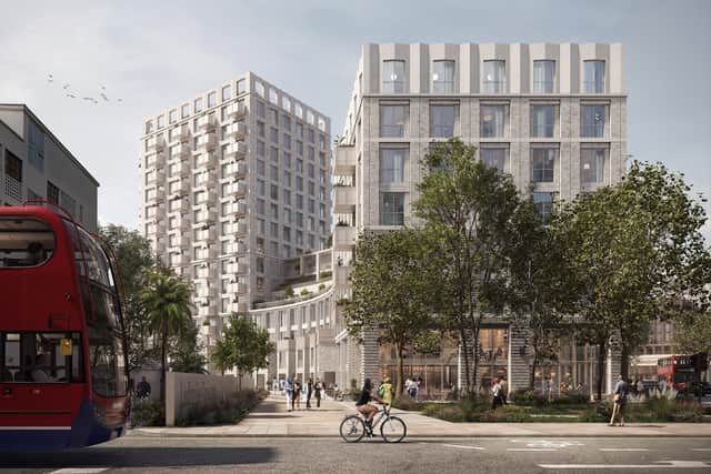 A new canalside neighbourhood is proposed for Ladbroke Grove. (Photo by Ballymore and Sainsbury’s)