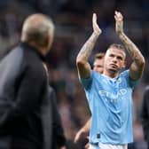 Kalvin Phillips of Manchester City applauds the fans following the team's defeat during the Carabao Cup  (Photo by George Wood/Getty Images)