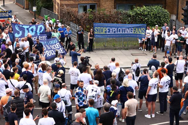Tottenham Hotspur fans protest ticket price rises before the fixture with Manchester United in August (Image: Getty Images)