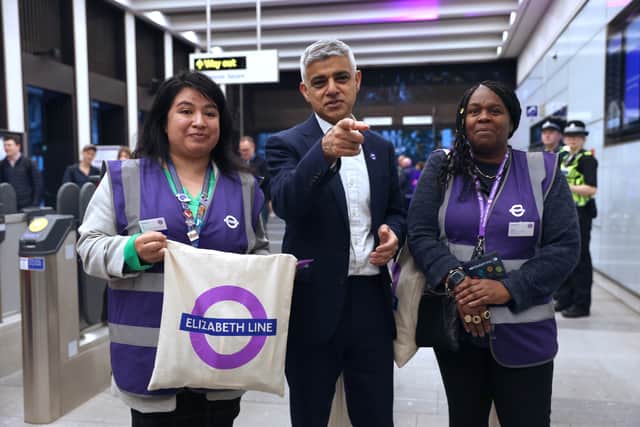 Sadiq Khan at the opening of the new Elizabeth line stop at Bond Street. Credit: Isabel Infantes/Getty Images.