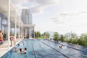 A new lido is proposed in the plans for Liverpool Street station. Credit: Sellar.