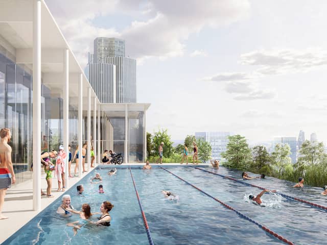 A new lido is proposed in the plans for Liverpool Street station. Credit: Sellar.