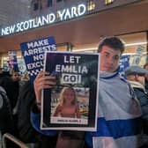 A protester who joined the Campaign Against Antisemitism rally outside Scotland Yard 