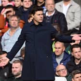 Chelsea's Argentinian head coach Mauricio Pochettino reacts during the English Premier League football match (Photo by JUSTIN TALLIS/AFP via Getty Images)