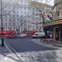 A car collided with several pedestrians in Aldwych on Sunday morning. Credit: Google