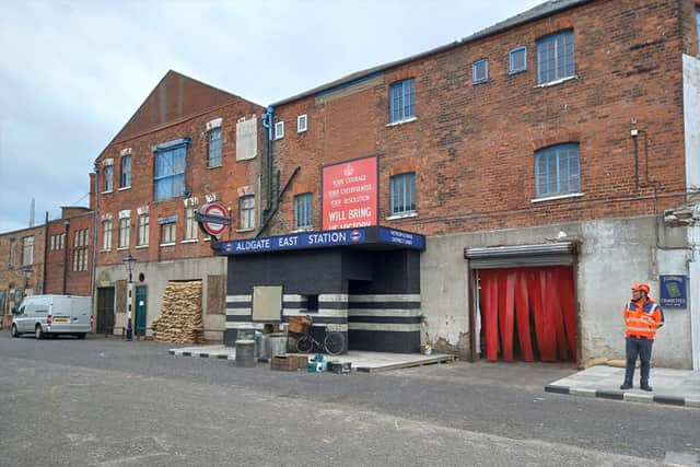 A 1940s version of Aldgate East station was recreated in the Port of Grimsby. Credit: Associated British Ports.