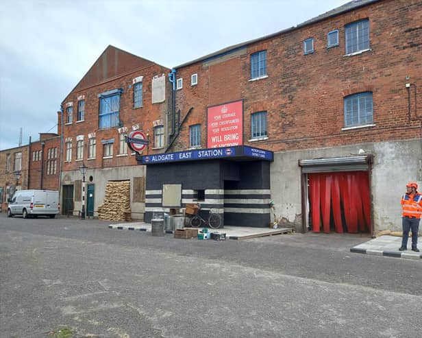 A 1940s version of Aldgate East station was recreated in the Port of Grimsby. Credit: Associated British Ports.
