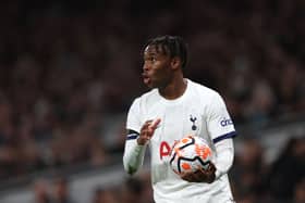  Destiny Udogie of Tottenham Hotspur during the Premier League match between Tottenham Hotspur and Fulham (Photo by Alex Pantling/Getty Images)