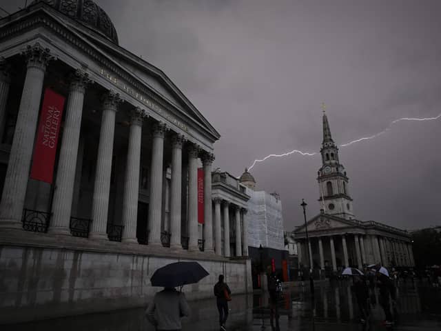 Storm Ciarán is expected to hit London on Wednesday and Thursday this week. Credit: Justin Tallis/AFP via Getty Images.
