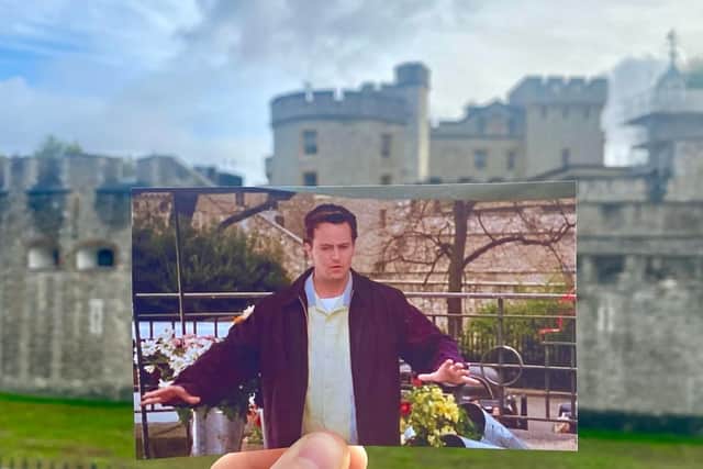 A photograph of Chandler outside Tower Bridge. Credit: Stepping Through Film