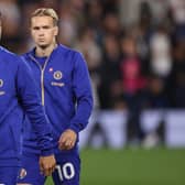 Enzo Fernandez of Chelsea and Mykhailo Mudryk of Chelsea walk out onto the pitch during the Premier League match  (Photo by Ryan Pierse/Getty Images)
