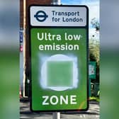 A fake ULEZ sign in Hertfordshire. (Photo by Hertfordshire County Council)