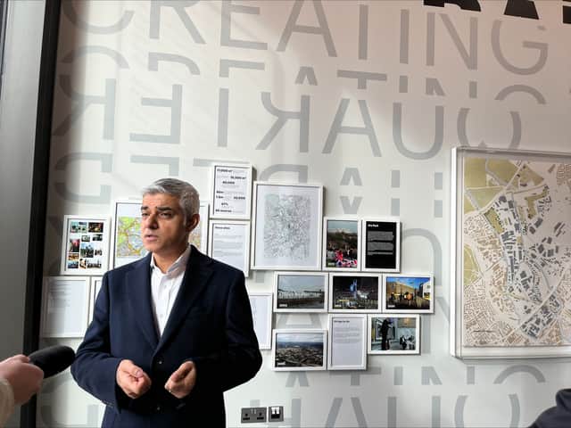 Sadiq Khan visited East Bank for the launch of the new London College of Fashion. (Photo by Stephanie Nourse)
