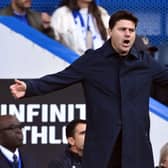 Chelsea’s Argentinian head coach Mauricio Pochettino reacts during the English Premier League football match  (Photo by JUSTIN TALLIS/AFP via Getty Images)