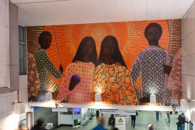 Jem Perucchini's Rebirth of a Nation in Brixton station. Credit: Angus Mill Photography.