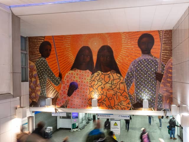 Jem Perucchini's Rebirth of a Nation in Brixton station. Credit: Angus Mill Photography.