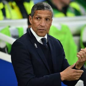 Chris Hughton reacts ahead of the English Premier League football match between Brighton and Hove Albion and Tottenham Hotspur  (Photo by GLYN KIRK/AFP via Getty Images)
