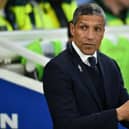 Chris Hughton reacts ahead of the English Premier League football match between Brighton and Hove Albion and Tottenham Hotspur  (Photo by GLYN KIRK/AFP via Getty Images)