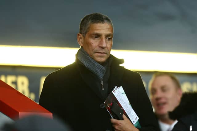 Football manager Chris Hughton is seen at the Premier League match between AFC Bournemouth (Photo by Jordan Mansfield/Getty Images)