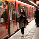 A Docklands Light Railway (DLR) platform in London. (Photo by Tolga Akmen/AFP via Getty Images)