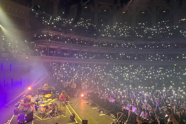 Ezra Collective take in the view at the Royal Albert Hall. (Photo by André Langlois)