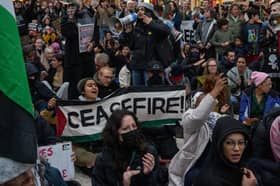 A sit-in at Charing Cross station during a pro-Palestinian demonstration on November 4. (Photo by Carl Court/Getty Images)