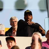  Ivan Toney of Brentford looks on from the stand after the Premier League match