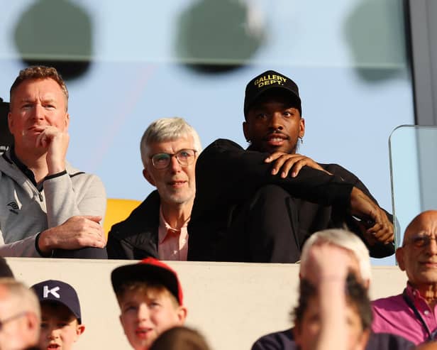  Ivan Toney of Brentford looks on from the stand after the Premier League match