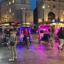 Pedicabs lined up outside the Hippodrome Casino in Leicester Square on Friday, October 20. (Photo by Adrain Zorzut/LDRS)