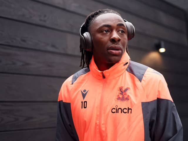 Eberechi Eze of Crystal Palace arrives at the stadium prior to the Premier League match