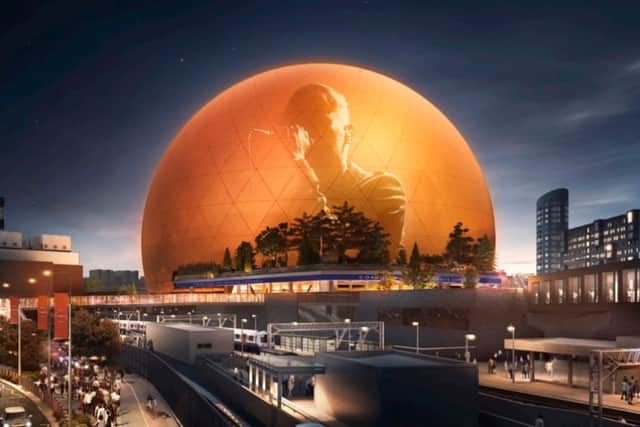A mock-up of the MSG Sphere, which if plans are approved will be constructed in east London. Credit: MSG Sphere.