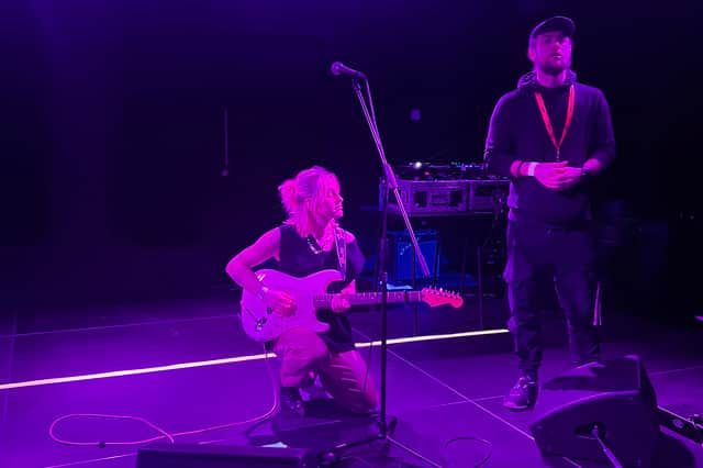 Beth McCarthy soundchecking on Access Creative College in-house venue stage. (Photo by André Langlois)